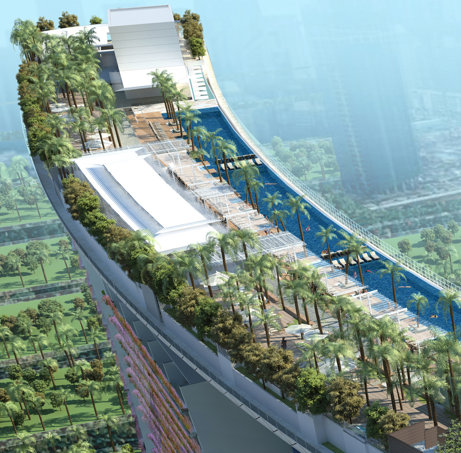 Бассейн на крыше небоскреба сингапур