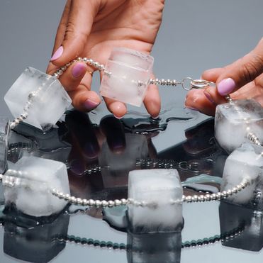 This ice-cube necklace celebrates water as a luxury