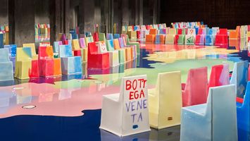 Gaetano Pesce creates swirling resin set for Bottega Veneta