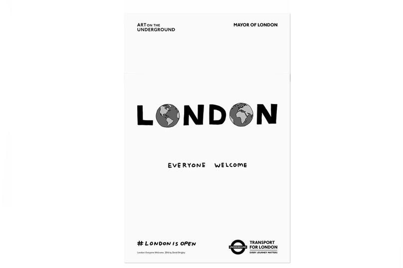 London: Everyone Welcome poster by David Shrigley, part of the London is Open campaign