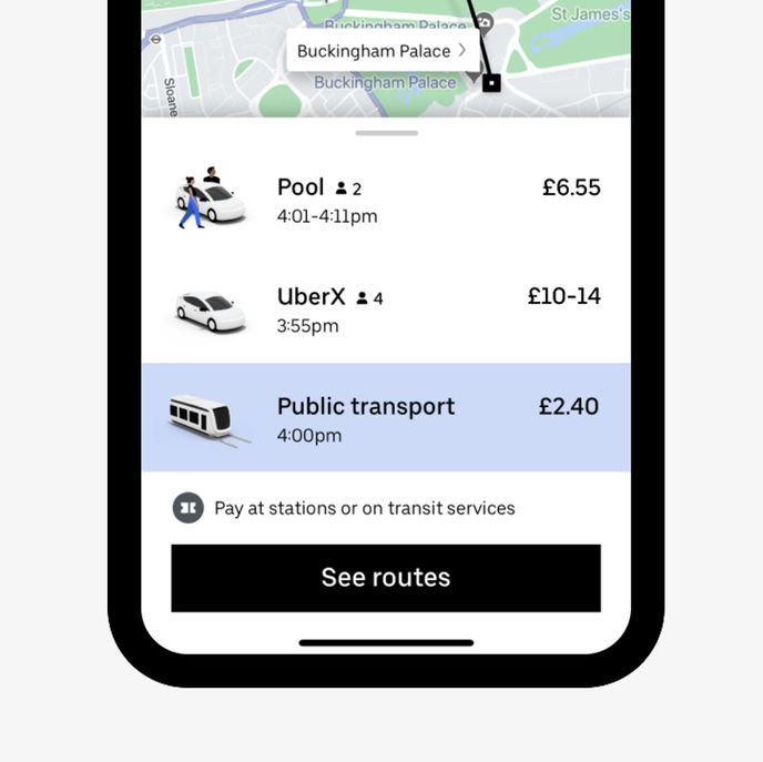 Public transport on Uber, UK